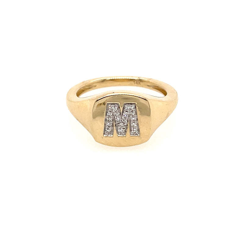 Diamond Initial Signet Ring