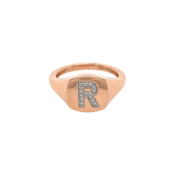 Diamond Initial Signet Ring
