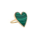 Malachite & Diamond Heart Ring