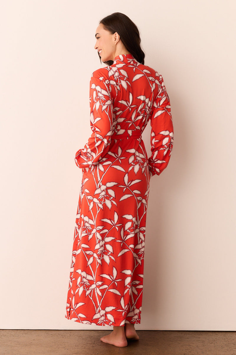 Skyler Cloud Jersey Banded Long Robe in Zen