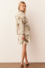 Quinn Cloud Jersey Banded Short Robe in Fern