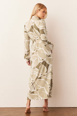 Skyler Cloud Jersey Banded Long Robe in Fern