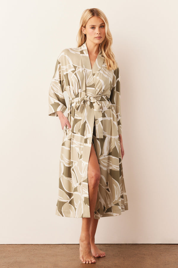 Vera Cloud Jersey Midi Robe in Fern