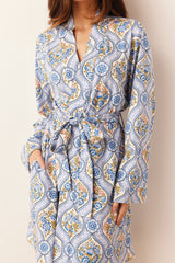 Meadow Cloud Jersey Classic Short Robe in Villeroy