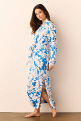 Skyler Cloud Jersey Banded Long Robe in Serene