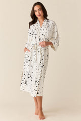 Vera Cloud Jersey Midi Robe in White Stars