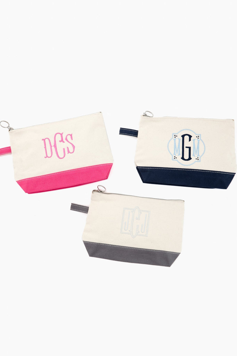 Pink Monogrammed Canvas Make-Up Bag