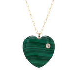 Malachite & Diamond Heart Necklace