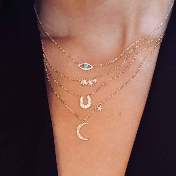 Diamond Moon & Star Necklace